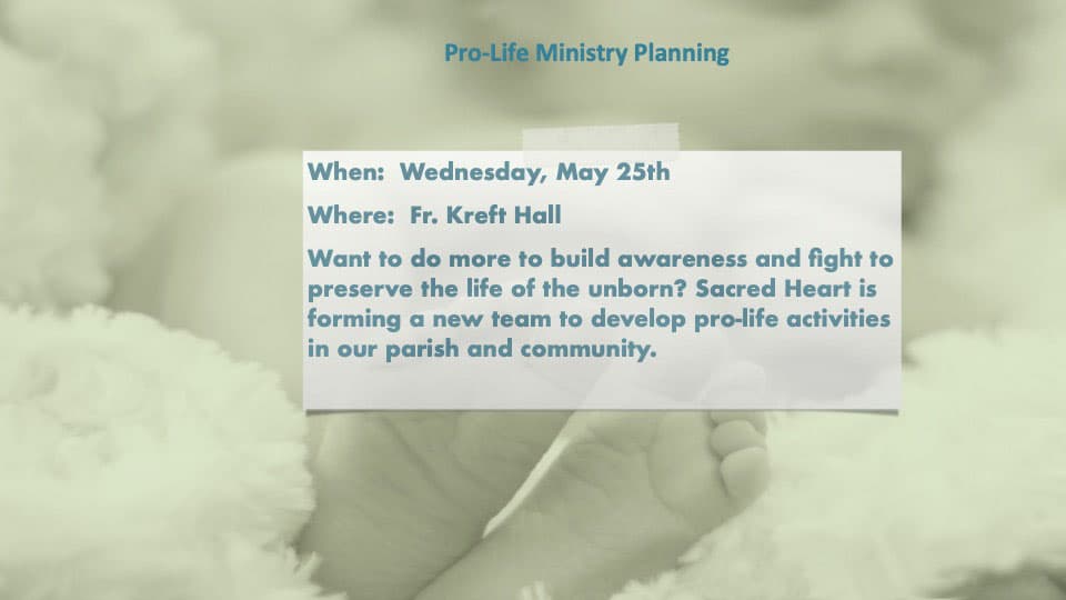 Sacred Heart's Pro-Life Ministry Meeting