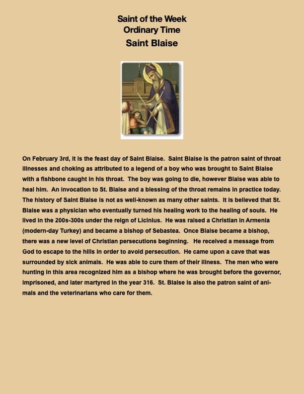 Saint of the Week - Saint Blaise